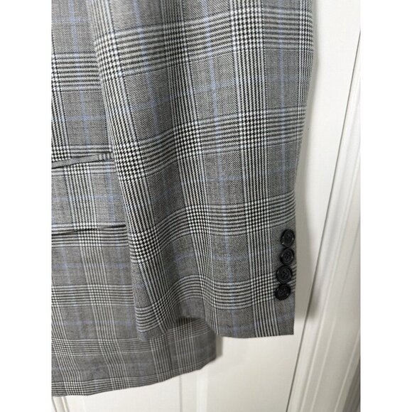 Brooks Brothers Prince Of Wales Check Gray Wool Blazer 42S - Picture 2 of 9